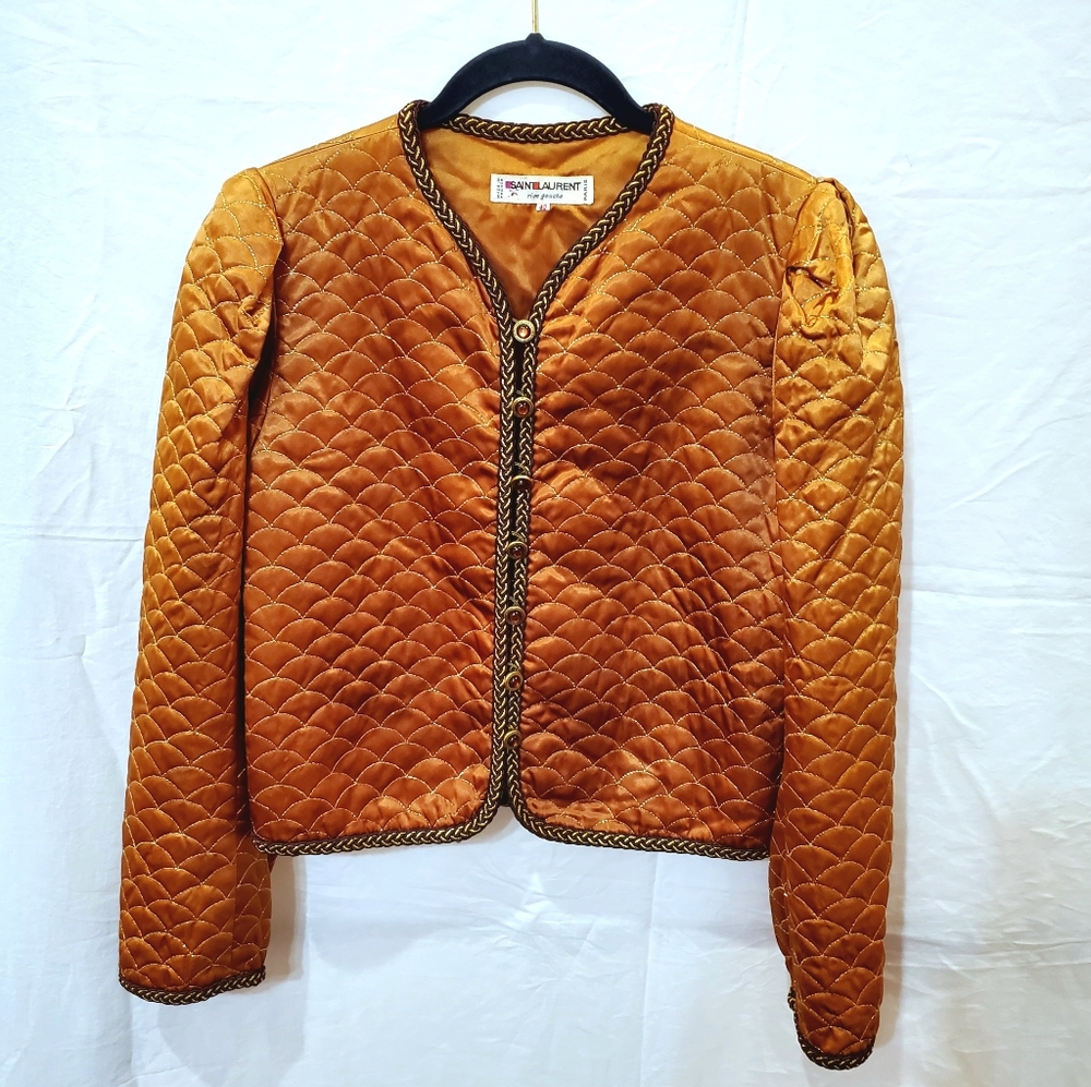 SOLD Rare! 1979 Yves SAINT LAUREN Copper Silk Runway Jacket Vintage Size 40